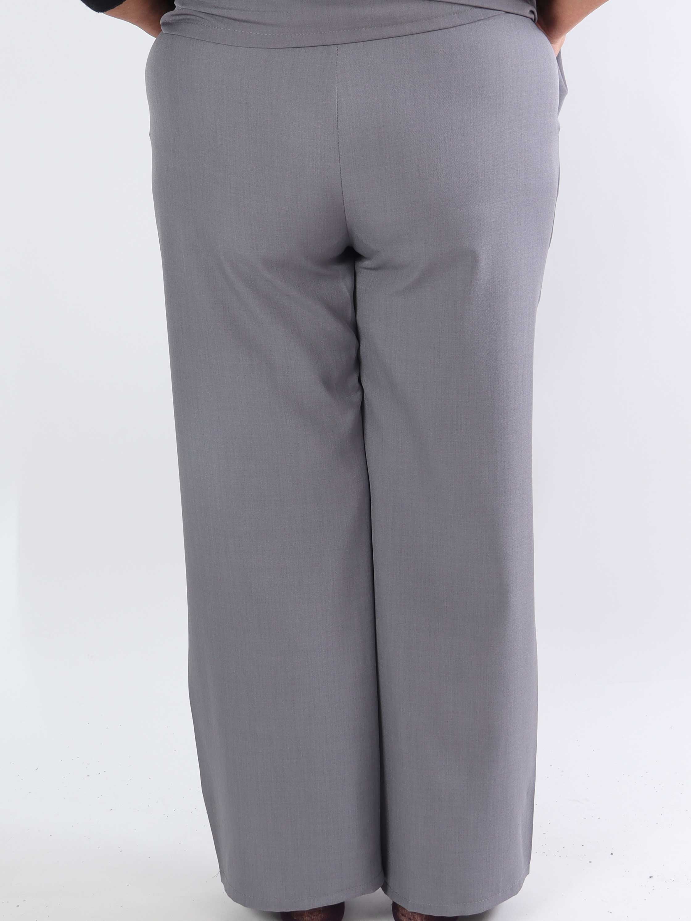 Shadia Pants - Ensfarvet habitbukser med elastikkant bagpå